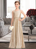 Skye A-Line Scoop Neck Floor-Length Sequined Junior Bridesmaid Dress UKP0013495