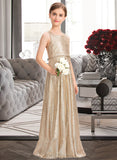 Skye A-Line Scoop Neck Floor-Length Sequined Junior Bridesmaid Dress UKP0013495