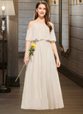 Nicola A-Line Scoop Neck Floor-Length Chiffon Junior Bridesmaid Dress UKP0013503