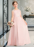 Beryl A-Line Scoop Neck Floor-Length Chiffon Junior Bridesmaid Dress With Beading Sequins UKP0013507