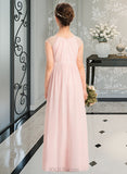 Beryl A-Line Scoop Neck Floor-Length Chiffon Junior Bridesmaid Dress With Beading Sequins UKP0013507