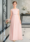 Beryl A-Line Scoop Neck Floor-Length Chiffon Junior Bridesmaid Dress With Beading Sequins UKP0013507