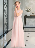 Beryl A-Line Scoop Neck Floor-Length Chiffon Junior Bridesmaid Dress With Beading Sequins UKP0013507