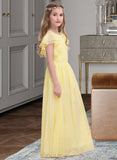 Patience A-LineScoopNeckFloor-LengthChiffonJuniorBridesmaidDressWithRuffleCascadingRuffles#123850 UKP0013508