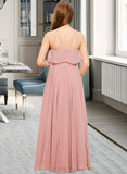 Elisabeth A-Line Square Neckline Floor-Length Chiffon Junior Bridesmaid Dress With Cascading Ruffles UKP0013509