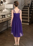 Elianna A-Line Scoop Neck Asymmetrical Chiffon Junior Bridesmaid Dress With Ruffle UKP0013515