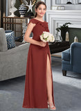 Giana A-Line V-neck Floor-Length Chiffon Junior Bridesmaid Dress With Split Front Cascading Ruffles UKP0013517