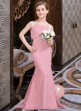 Jaida Trumpet/Mermaid Square Neckline Sweep Train Chiffon Junior Bridesmaid Dress With Cascading Ruffles UKP0013518