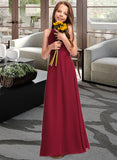 Adelaide A-Line Scoop Neck Floor-Length Chiffon Junior Bridesmaid Dress UKP0013519