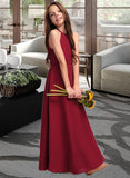 Adelaide A-Line Scoop Neck Floor-Length Chiffon Junior Bridesmaid Dress UKP0013519