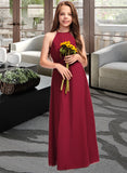 Adelaide A-Line Scoop Neck Floor-Length Chiffon Junior Bridesmaid Dress UKP0013519