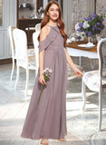 Viola A-Line Scoop Neck Floor-Length Chiffon Junior Bridesmaid Dress With Ruffle UKP0013521