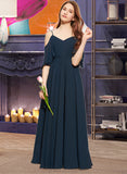 Blanche A-Line Off-the-Shoulder Floor-Length Chiffon Junior Bridesmaid Dress With Ruffle UKP0013524