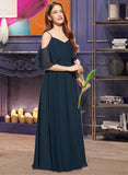 Blanche A-Line Off-the-Shoulder Floor-Length Chiffon Junior Bridesmaid Dress With Ruffle UKP0013524