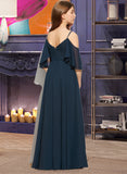 Blanche A-Line Off-the-Shoulder Floor-Length Chiffon Junior Bridesmaid Dress With Ruffle UKP0013524