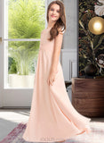 Sydnee A-Line Scoop Neck Floor-Length Chiffon Junior Bridesmaid Dress With Ruffle UKP0013528