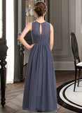 Zariah A-Line Scoop Neck Floor-Length Chiffon Junior Bridesmaid Dress With Ruffle UKP0013533