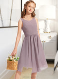 Alissa A-Line Scoop Neck Knee-Length Chiffon Junior Bridesmaid Dress With Ruffle UKP0013537