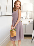 Alissa A-Line Scoop Neck Knee-Length Chiffon Junior Bridesmaid Dress With Ruffle UKP0013537