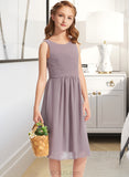 Alissa A-Line Scoop Neck Knee-Length Chiffon Junior Bridesmaid Dress With Ruffle UKP0013537