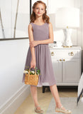 Alissa A-Line Scoop Neck Knee-Length Chiffon Junior Bridesmaid Dress With Ruffle UKP0013537