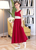 Mariyah Empire A-Line Scoop Neck Ankle-Length Chiffon Junior Bridesmaid Dress With Sash Bow(s) UKP0013542