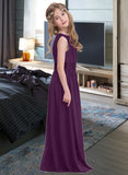 Annika A-Line One-Shoulder Floor-Length Chiffon Junior Bridesmaid Dress With Ruffle UKP0013544