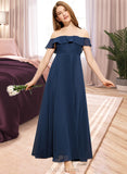 Kaila A-Line Off-the-Shoulder Floor-Length Chiffon Junior Bridesmaid Dress UKP0013551