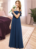 Kaila A-Line Off-the-Shoulder Floor-Length Chiffon Junior Bridesmaid Dress UKP0013551