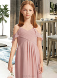 Maribel A-Line Off-the-Shoulder Floor-Length Chiffon Junior Bridesmaid Dress With Cascading Ruffles UKP0013553