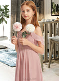 Maribel A-Line Off-the-Shoulder Floor-Length Chiffon Junior Bridesmaid Dress With Cascading Ruffles UKP0013553