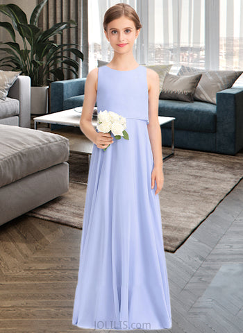 Scarlett A-Line Scoop Neck Floor-Length Chiffon Junior Bridesmaid Dress UKP0013558