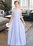 Scarlett A-Line Scoop Neck Floor-Length Chiffon Junior Bridesmaid Dress UKP0013558