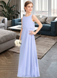 Scarlett A-Line Scoop Neck Floor-Length Chiffon Junior Bridesmaid Dress UKP0013558