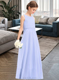 Scarlett A-Line Scoop Neck Floor-Length Chiffon Junior Bridesmaid Dress UKP0013558