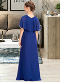 Adalyn A-Line Scoop Neck Floor-Length Chiffon Junior Bridesmaid Dress With Ruffle Beading UKP0013560