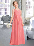 Ariel EmpireV-neckFloor-LengthChiffonJuniorBridesmaidDressWithRuffleBeadingSequins#173291 UKP0013562