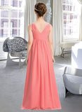 Ariel EmpireV-neckFloor-LengthChiffonJuniorBridesmaidDressWithRuffleBeadingSequins#173291 UKP0013562