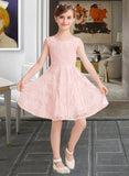 Tatum A-Line Scoop Neck Knee-Length Lace Junior Bridesmaid Dress With Sash Bow(s) UKP0013563