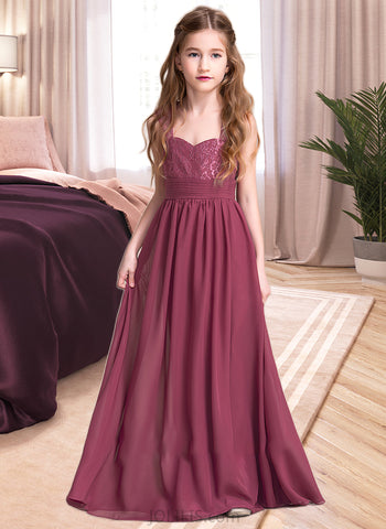 Jaliyah A-Line Sweetheart Floor-Length Chiffon Junior Bridesmaid Dress With Ruffle UKP0013568