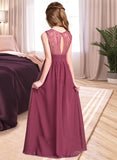 Jaliyah A-Line Sweetheart Floor-Length Chiffon Junior Bridesmaid Dress With Ruffle UKP0013568