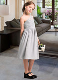 Lexi A-Line One-Shoulder Knee-Length Chiffon Lace Junior Bridesmaid Dress UKP0013571