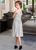 Lexi A-Line One-Shoulder Knee-Length Chiffon Lace Junior Bridesmaid Dress UKP0013571