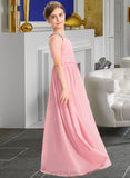 Aylin A-Line Scoop Neck Floor-Length Chiffon Lace Junior Bridesmaid Dress With Ruffle Beading Sequins UKP0013582