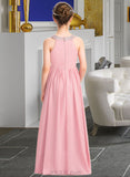 Aylin A-Line Scoop Neck Floor-Length Chiffon Lace Junior Bridesmaid Dress With Ruffle Beading Sequins UKP0013582