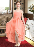 Krystal A-Line Sweetheart Asymmetrical Chiffon Junior Bridesmaid Dress With Ruffle Flower(s) UKP0013587