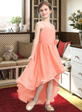 Krystal A-Line Sweetheart Asymmetrical Chiffon Junior Bridesmaid Dress With Ruffle Flower(s) UKP0013587