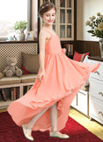 Krystal A-Line Sweetheart Asymmetrical Chiffon Junior Bridesmaid Dress With Ruffle Flower(s) UKP0013587