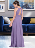 Kiley A-Line Scoop Neck Floor-Length Chiffon Junior Bridesmaid Dress With Ruffle UKP0013588