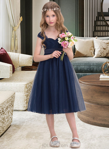 Alisson Empire Sweetheart Knee-Length Tulle Junior Bridesmaid Dress With Ruffle UKP0013590